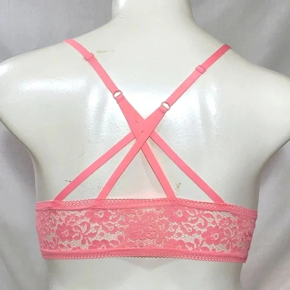 MEDIUM‎ Xhilaration Lace Long Line Longline Strappy Back Bralette Bra Pink